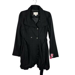 XHILIRATION Black Wool Blend Pea‎ Coat Women’s Size Large Outerwear Winter NWT